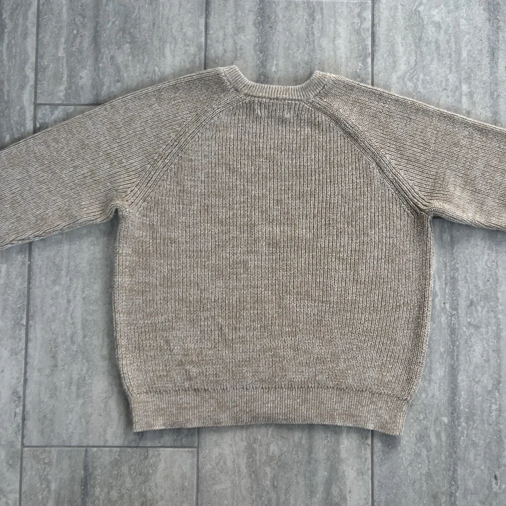 old‎ navy sweater Men's Size Large Cotton Knit Crewneck Pullover Beige